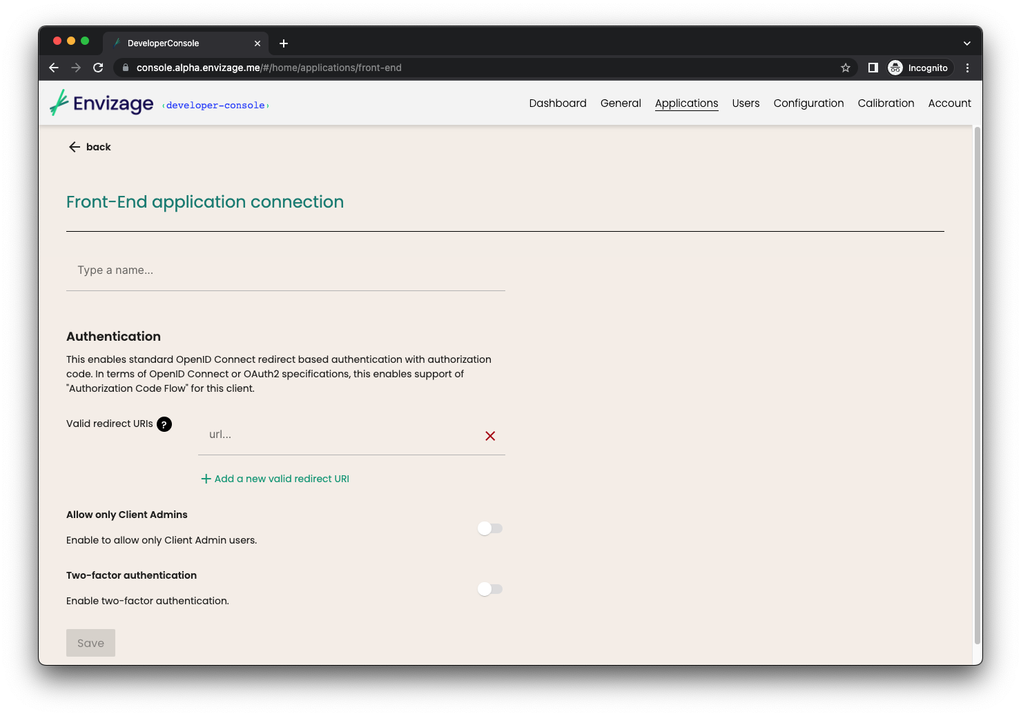 Connect configuration